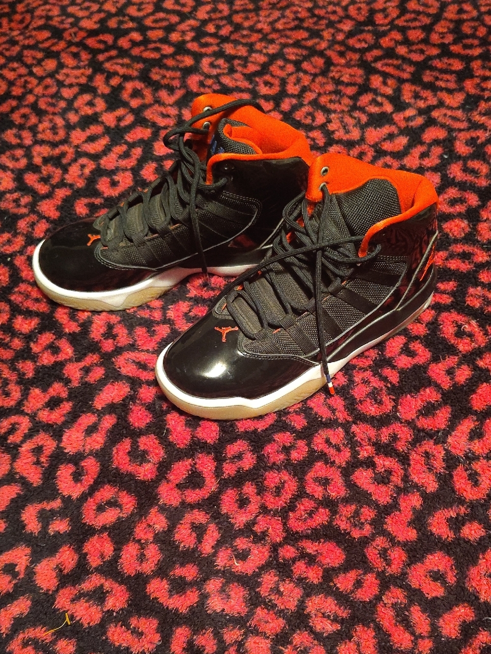 Jordan Kids Black and Red High-Top Sneakers